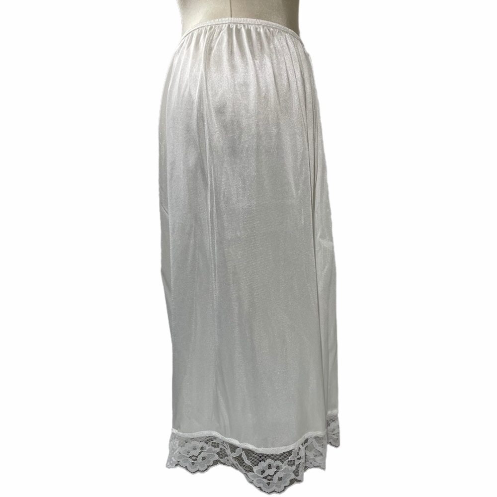 Vintage Lace Satin Silk Slip Skirt Romantic Pin Up Lingerie White Half Slip - Picture 4 of 13